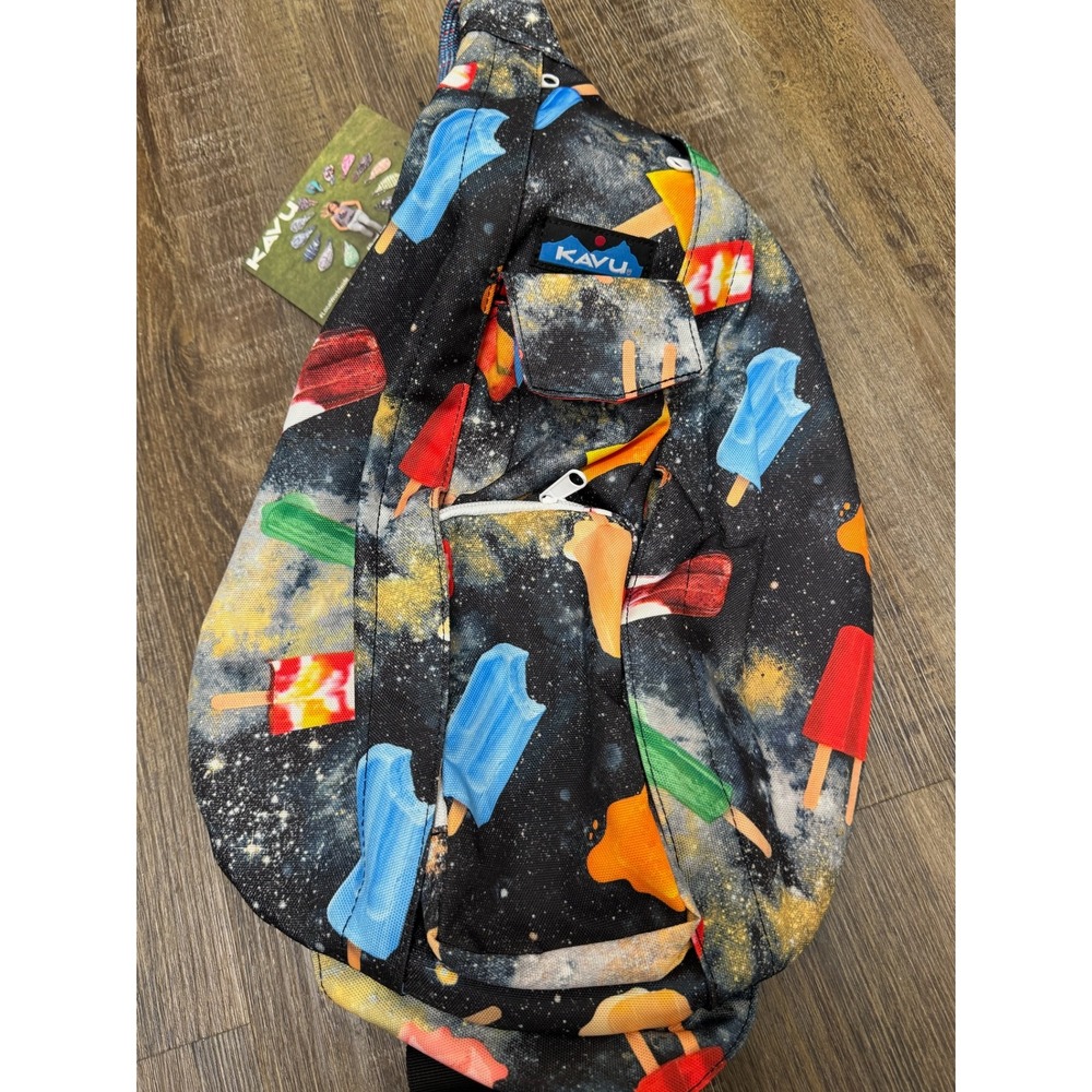 KAVU Space Pop Galaxy Popsicle Rope Sling Canvas Bag Crossbody Backpack NWT - Picture 3 of 14